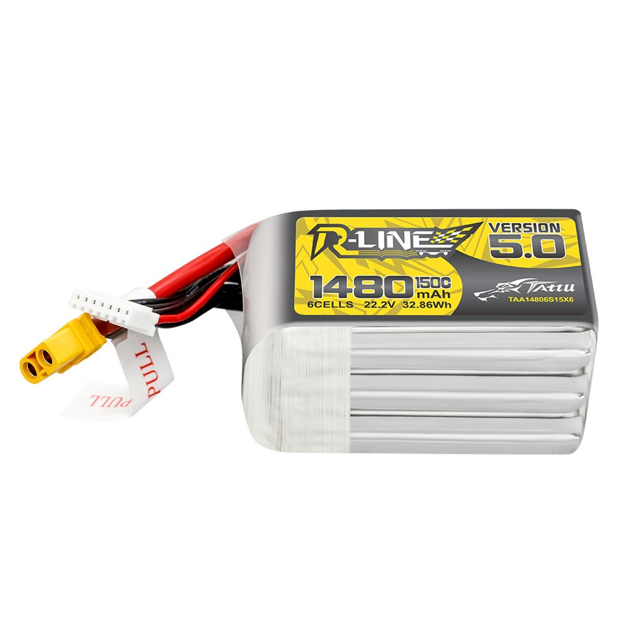 2x Tattu R-Line Version 5.0 1480mAh 6S 150C 22.2V Lipo Battery Pack w/ XT60 Plug