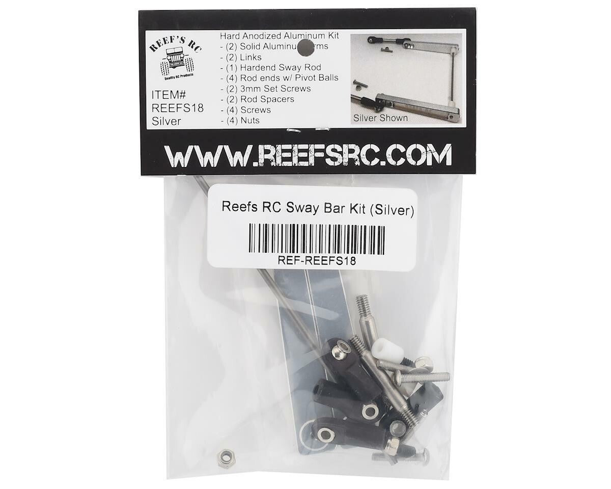 Reefs RC Sway Bar Hard Anodized Aluminum Kit Silver Axial RR10 Bombers SMT10