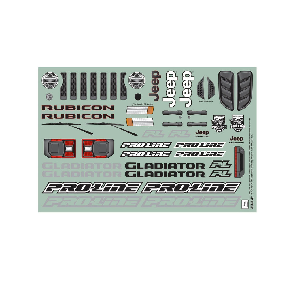 Proline 2020 Jeep Gladiator 1/10 Scale Clear Truck Body PRO353500 353500
