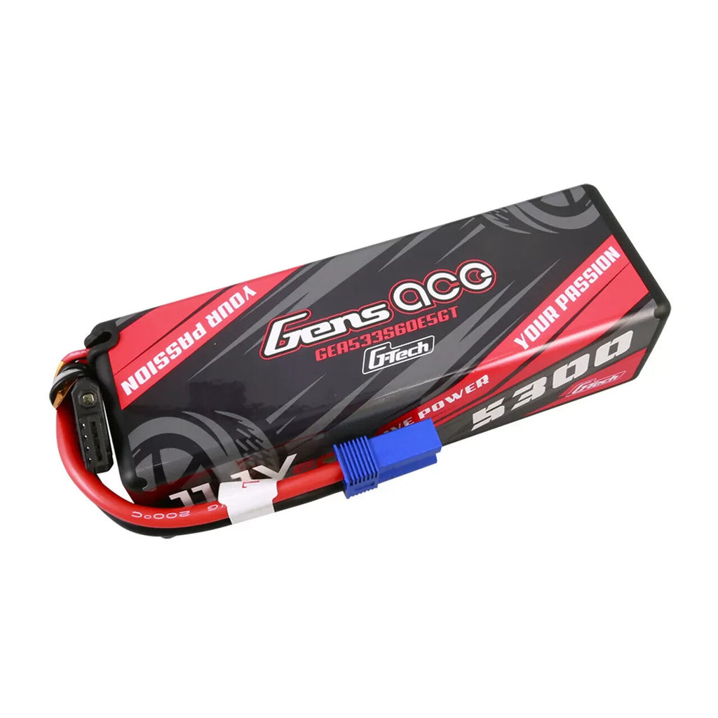 Gens Ace 5300mAh 11.1V 60C 3S HardCase RC Car / Truck Lipo Battery w/ EC5 Plug