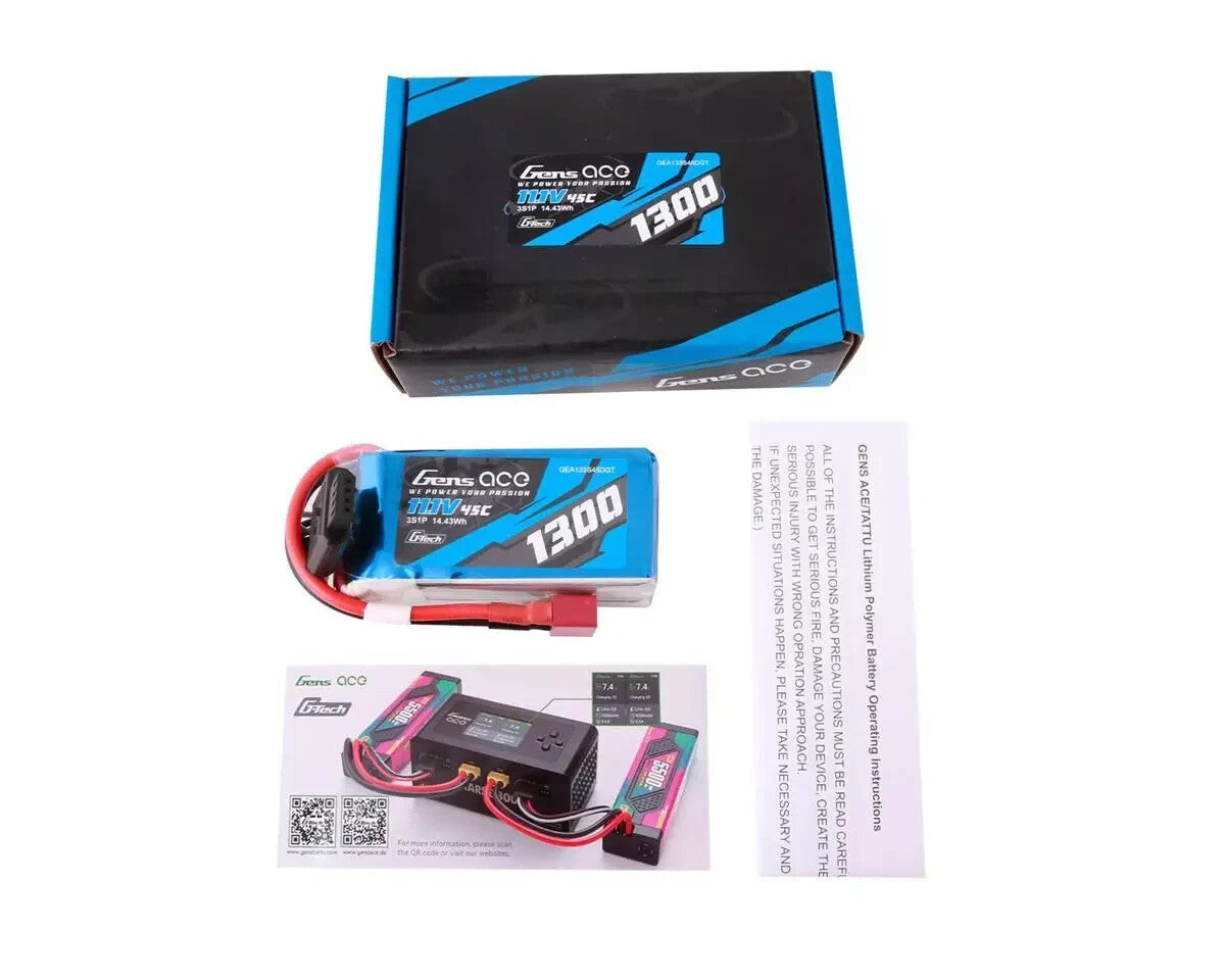 4x Gens Ace G-Tech Smart 3S LiPo Battery 45C 11.1V/ 1300mAh GEA133S45DGT