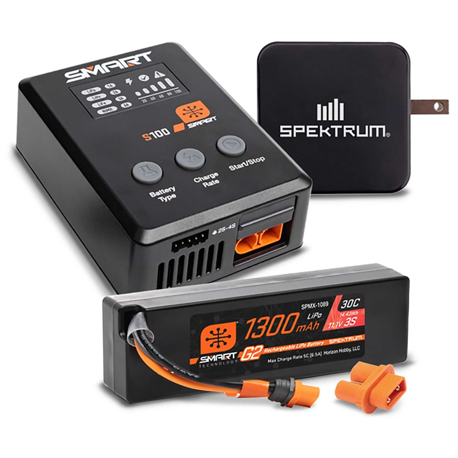 Spektrum Powerstage Bundle: 1300mAh 3S 30C LiPo Battery (IC2) / S100 Charger