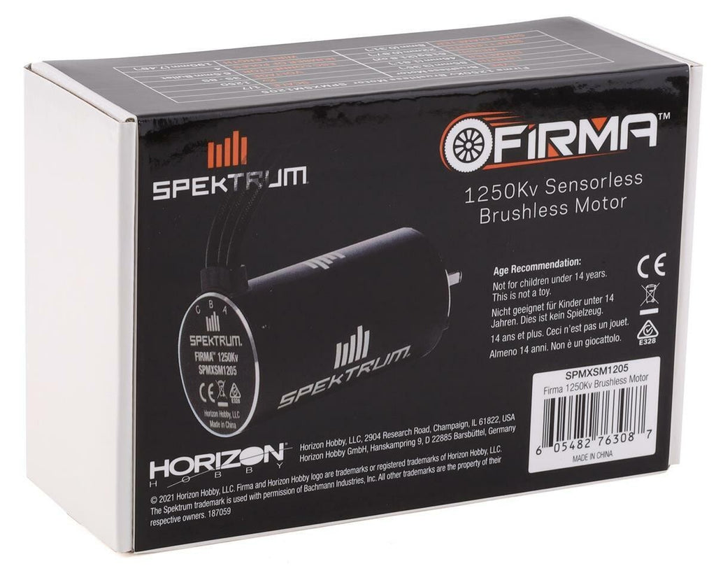 Spektrum RC Firma 4-pole Brushless Motor w/8mm Shaft (1250Kv) SPMXSM1205