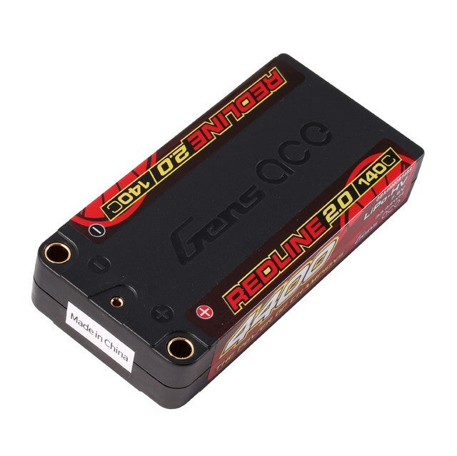 2x Gens ace 4400mAh 2S 140C 7.6V HardCase HV Shorty Redline Series Lipo Battery