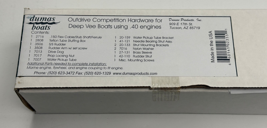 Dumas Boats Outdrive Competition Hardware Kit .40 Deep Vee Boat RC Marine NIB US