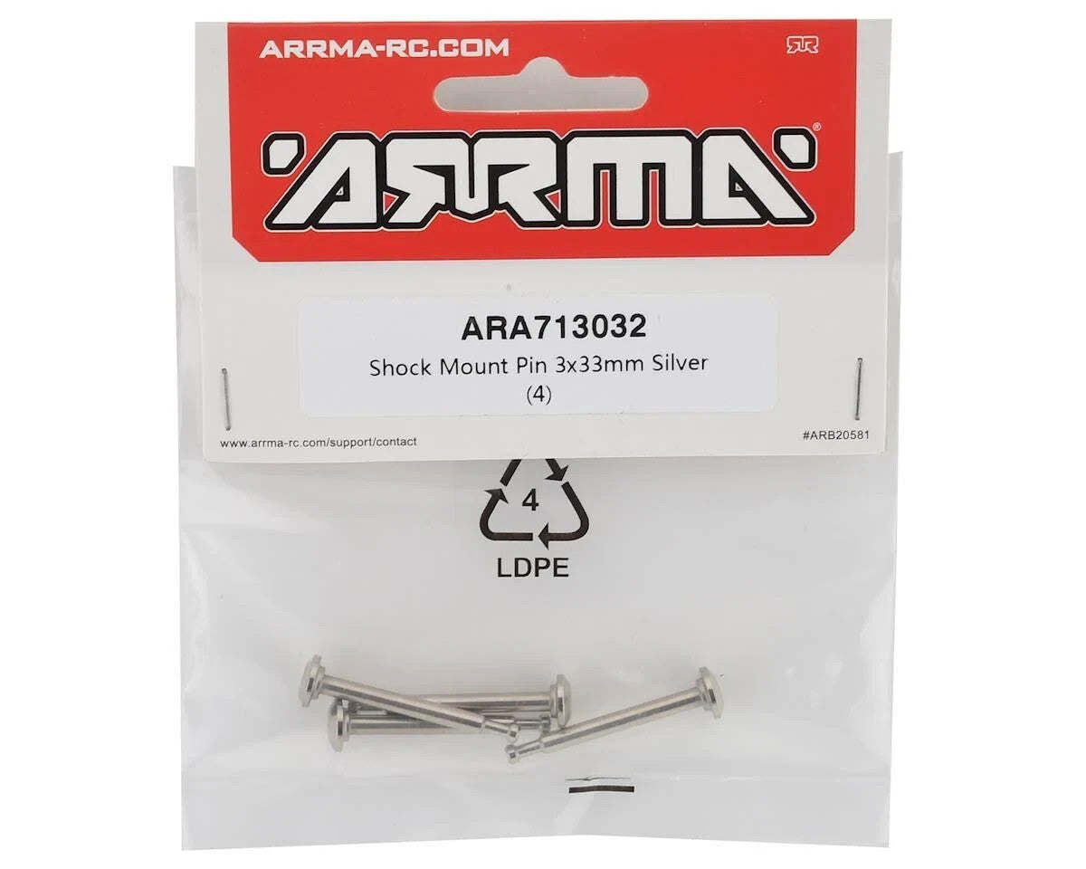 Arrma ARA713032 713032 Shock Mount Pin 3x33mm Silver 4 pcs/set : Kraton 6S