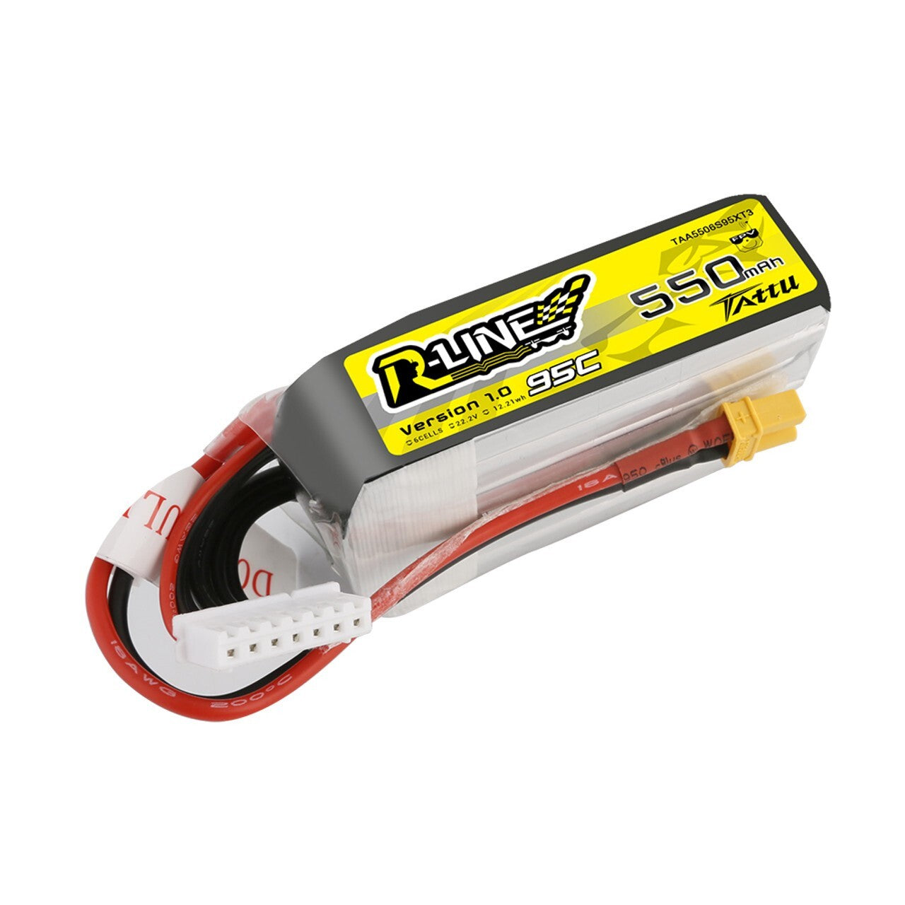 Tattu 550mAh 6S 95C 22.2V R-Line Lipo RC Drone Battery Pack With XT30 Plug