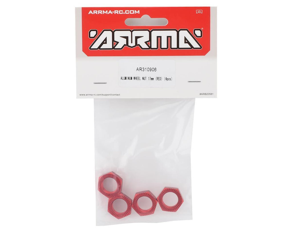 Arrma 17mm Aluminum Wheel Nut (Red) (4) ARA310906 : Typhon 3S BLX RC Buggy