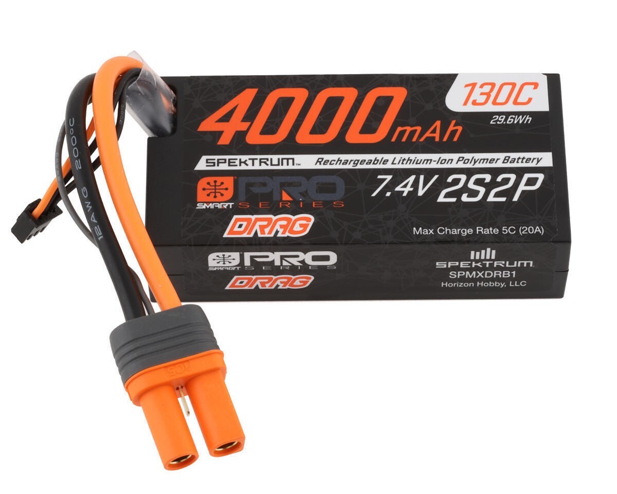 Spektrum RC 2S 4000mah 130C Smart LiPo No Prep Drag Pro Series Battery SPMXDRB1