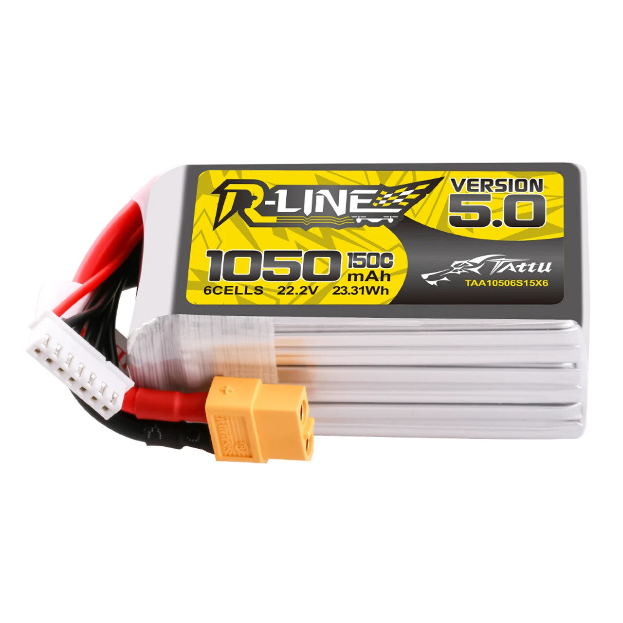 Tattu R-Line Version 5.0 1050mAh 6S 22.2V 150C Lipo Battery Pack with XT60 Plug