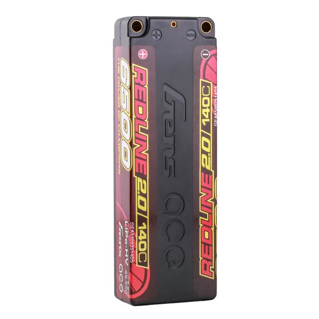 2xGens Ace 6500mAh 2S 7.6V 140C HardCase  Redline 2.0 Lipo Battery w/ 5mm Bullet
