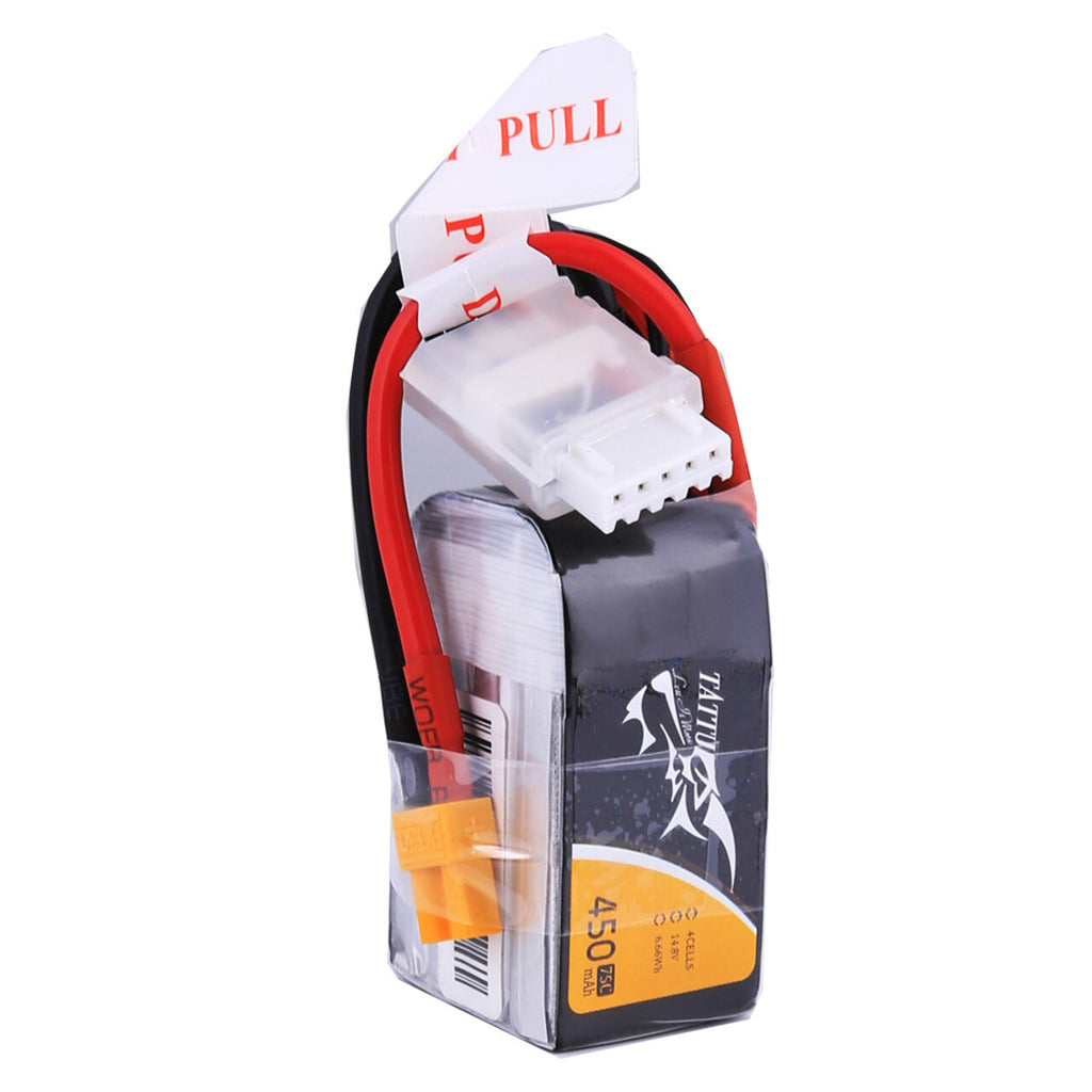 Tattu 14.8V 75C 4S 450mAh Lipo RC Remote Control Battery Pack With XT30 Plug