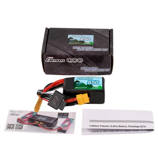 Gens Ace 850mAh 4S 60C 14.8V Lipo RC Truck Battery XT60 Plug Adventure G-Tech