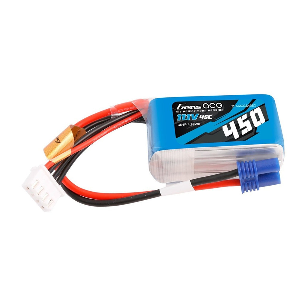 Gens Ace 450mAh 11.1V 45C 3S Lipo RC Battery Pack With EC2 Plug : 180 CFX