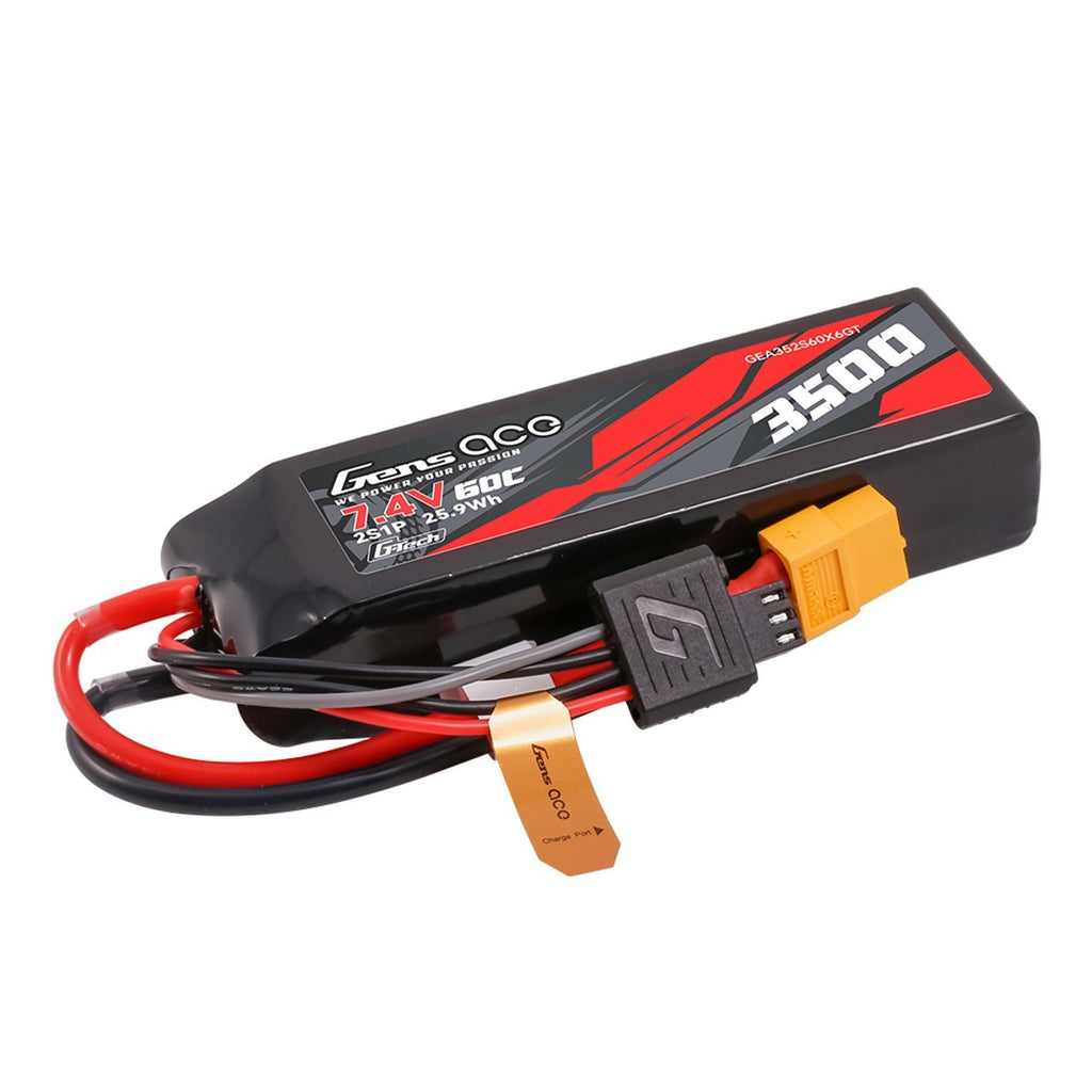 Gens ace GTech 3500mAh 2S 7.4V 60C Lipo Battery Pack XT60 : Traxxas Mini Maxx