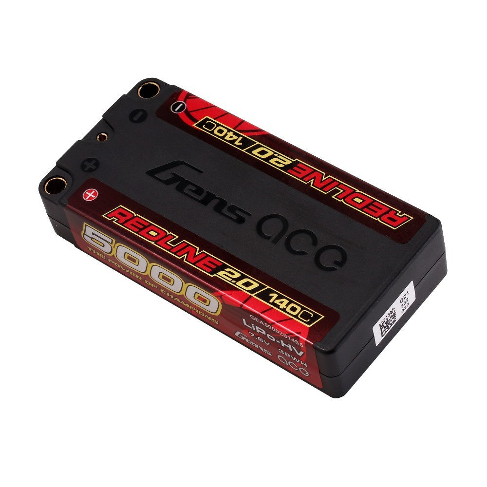 Gens Ace 5000mAh 2S 7.6V 140C HardCase HV Redline 2.0 Series Lipo Battery