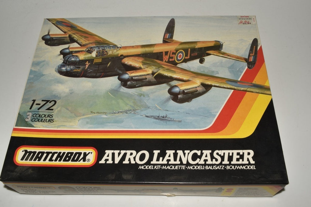 1983 Matchbox 3-Color 1/72 British RAF Avro Lancaster Model Airplane Kit #PK-602