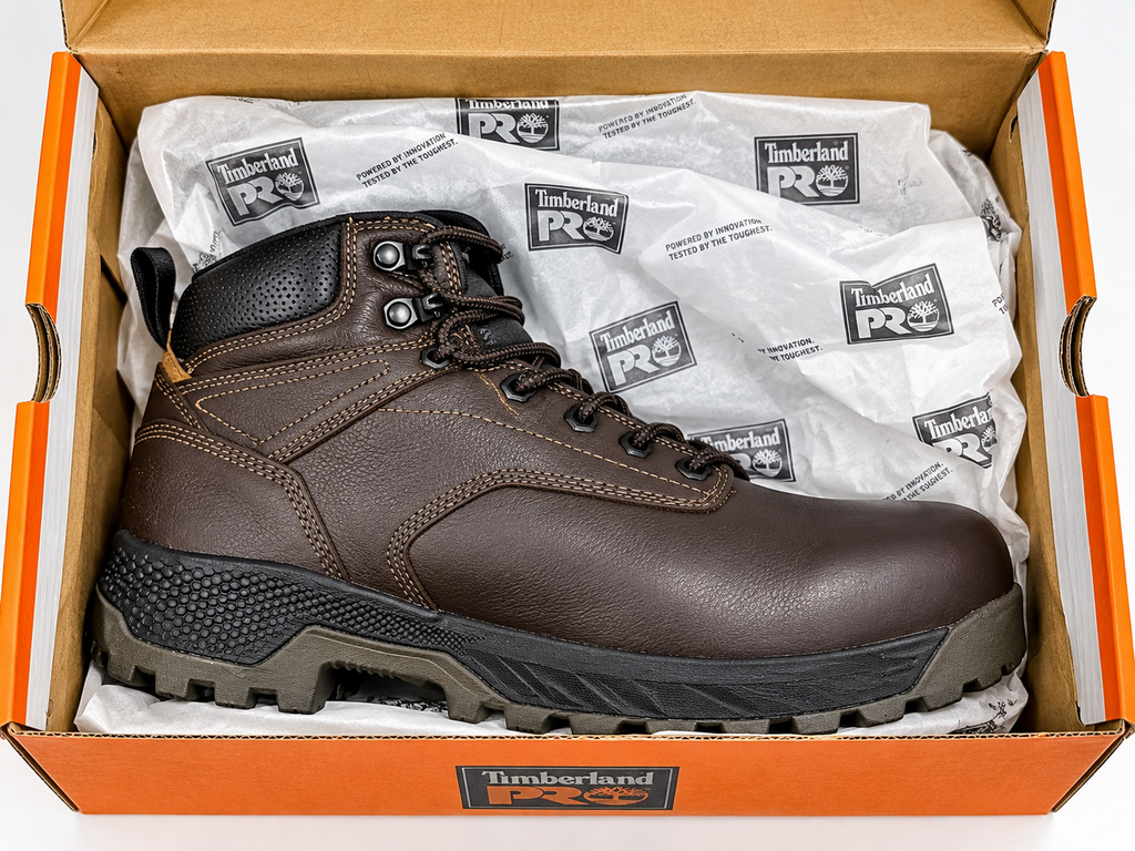 Timberland PRO Titan EV 6" Composite Toe Met Guard Work Boots Brown Men's 9 Wide