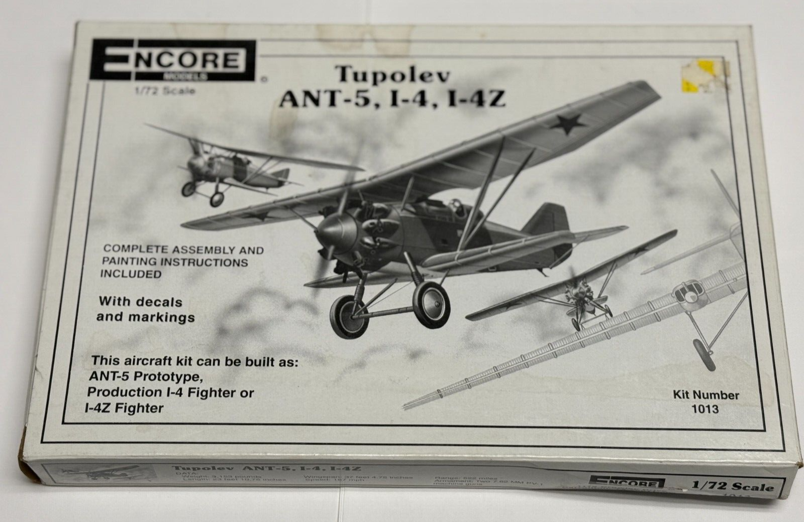 Encore Models Tupolev ANT-5, I-4, I-4Z Aircraft Model Kit No. 1013, 1/72 Scale