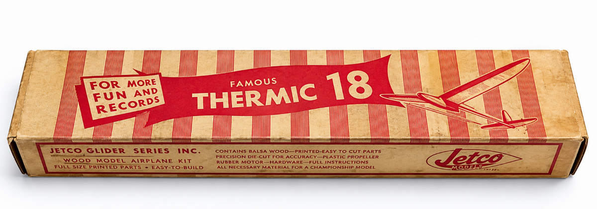 Vintage Jetco Thermic 18 SG-2 Balsa Wood Glider Model Airplane Kit NOS NIB