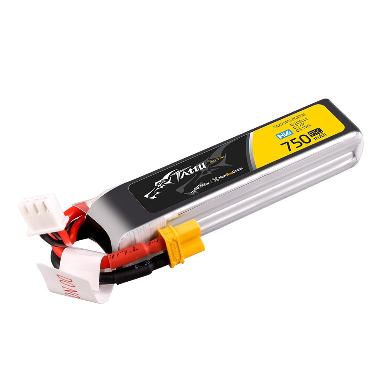 4x Tattu 750mAh 2S 95C 7.6V R-Line HV Lipo Drone Battery Pack with XT30 Plug