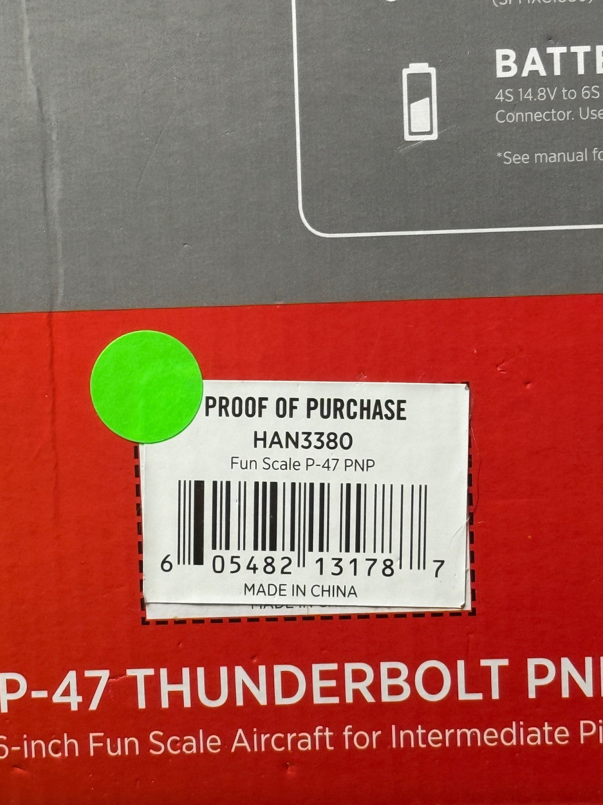 Hangar 9 P47 P-47 Thunderbolt PNP Plug in Play Electric Brushless 58.4" HAN3380
