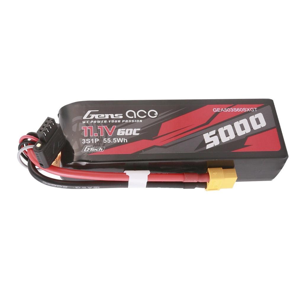 2x Gens Ace G-Tech 11.1V 60C 3S 5000mAh Lipo RC Car Battery Pack With XT60 Plug