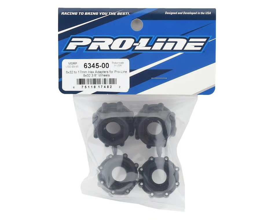Proline Racing PRO634500  8x32 to 17mm 1/2" Offset RC Truck Hex Adapters (4)