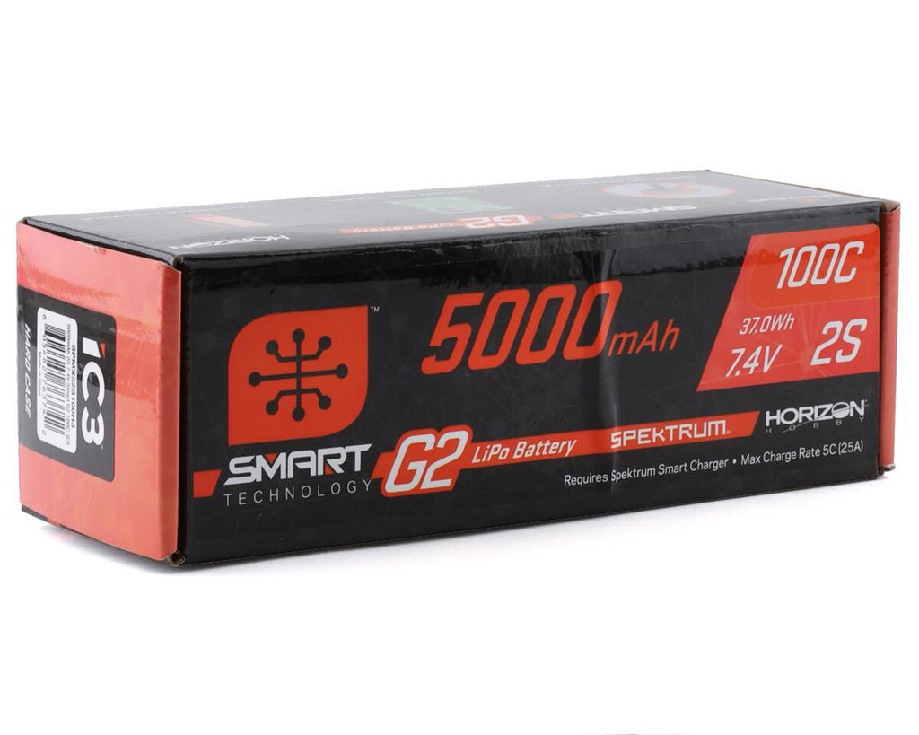 Spektrum RC 2S Smart G2 LiPo 100C Battery Pack 7.4V 5000mAh w/ IC3 Connector