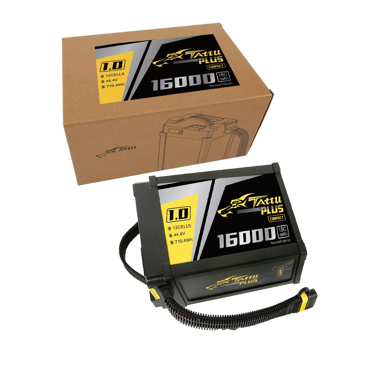 Tattu Plus 1.0 Compact Version 16000mAh 44.4V 15C 12S1P Lipo Smart Battery Pack