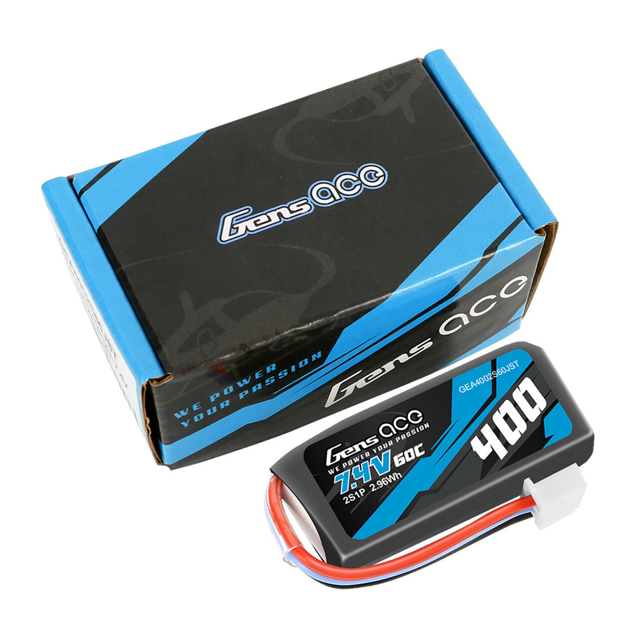 Gens Ace 400mAh 7.4V 60C 2S Lipo Battery Pack w/ JST-XHR Plug : OMP M1 Align T15