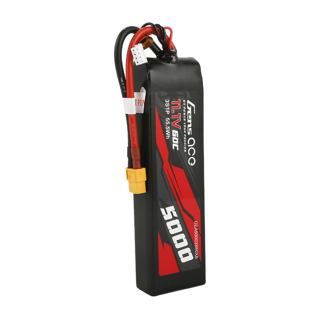 Gens Ace 11.1V 60C 3S 5000mAh Lipo RC Car Truck Battery Pack With XT60 Plug
