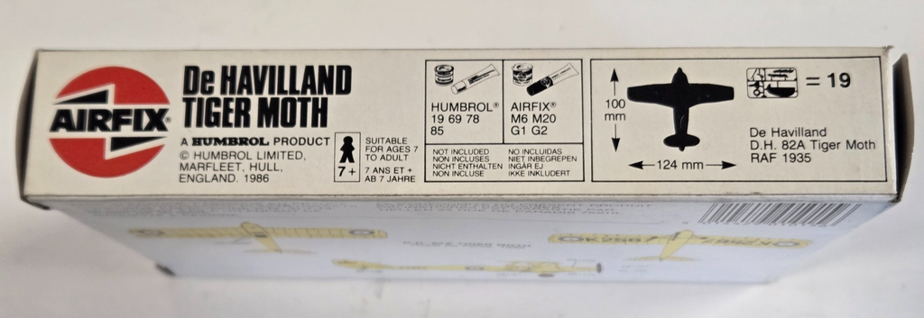 Vintage Airfix DeHavilland Tiger Moth Model Airplane Kit # 1015 1986