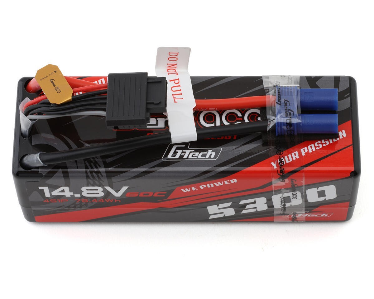 Gens Ace G-Tech 5300mAh 14.8V 60C 4S Lipo Battery HardCase EC5 For 1/8 RC Buggy