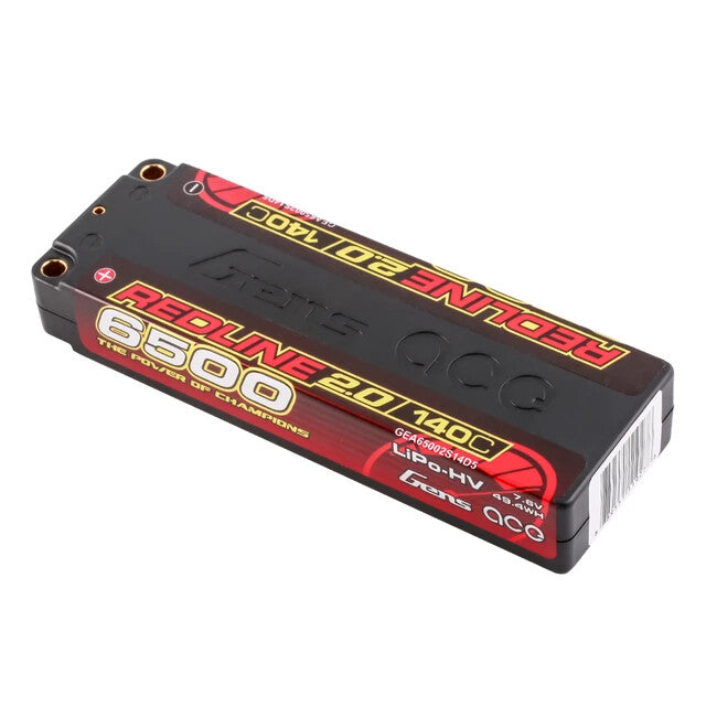 Gens Ace 6500mAh 2S 7.6V 140C HardCase  Redline 2.0 Lipo Battery w/ 5mm Bullet