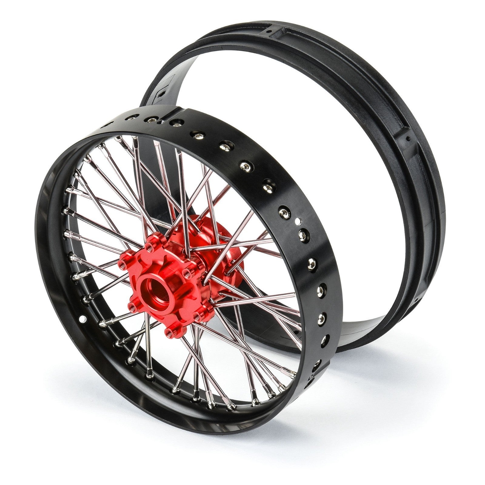 Pro-Line 1/4 Pro-Spec Aluminum V2 Bead Front Wheel Black/Red (1): Promoto-MX