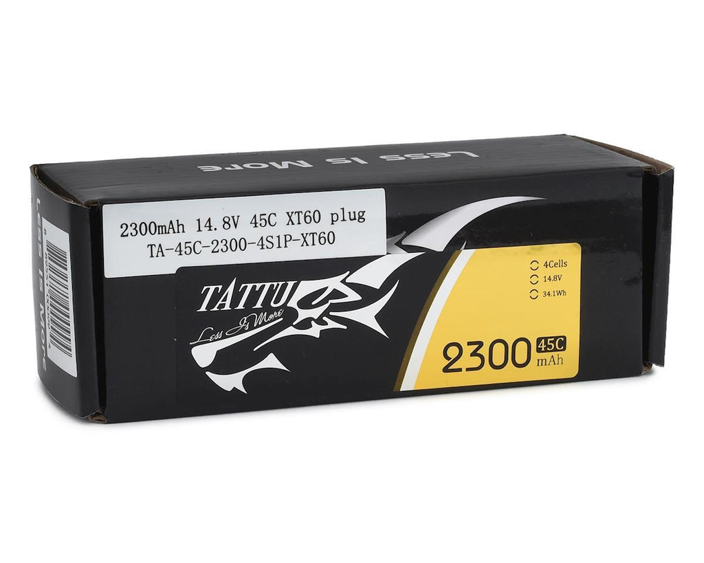 Tattu 2300mAh 45C 4S 14.8v Lipo RC Airplane Battery Pack With XT60 XT 60 Plug