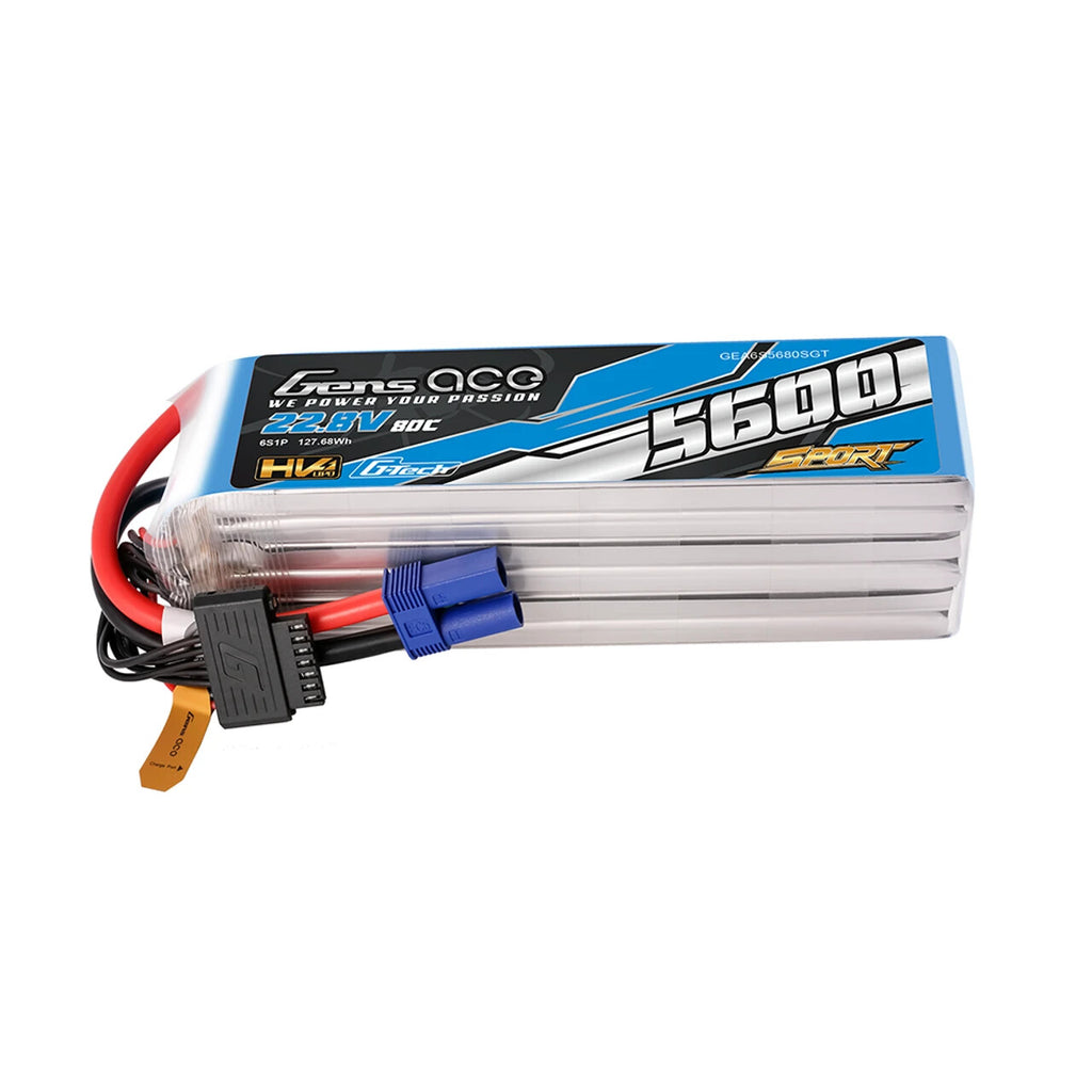 Gens Ace GTech HV 5600mAh 6S 80C 22.8V Lipo Battery Pack with EC5 Plug
