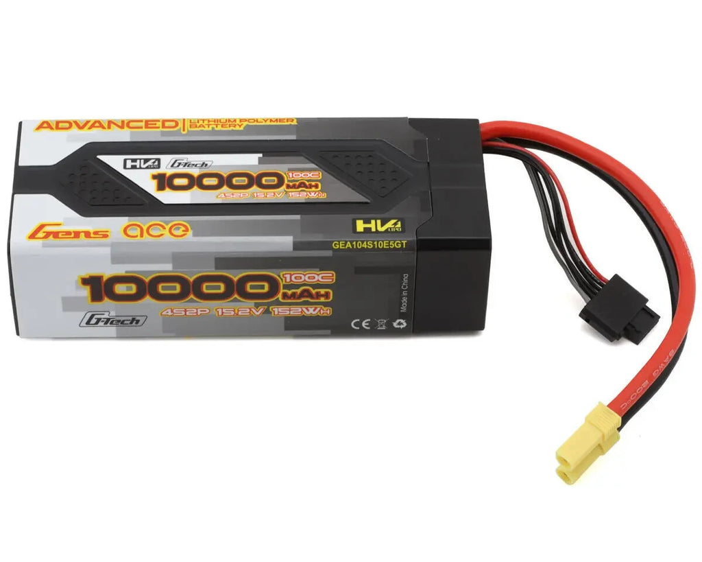 2x Gens Ace Advanced 10000mAh 15.2V 100C 4S HardCase Lipo Battery Pack EC5 G-Tec