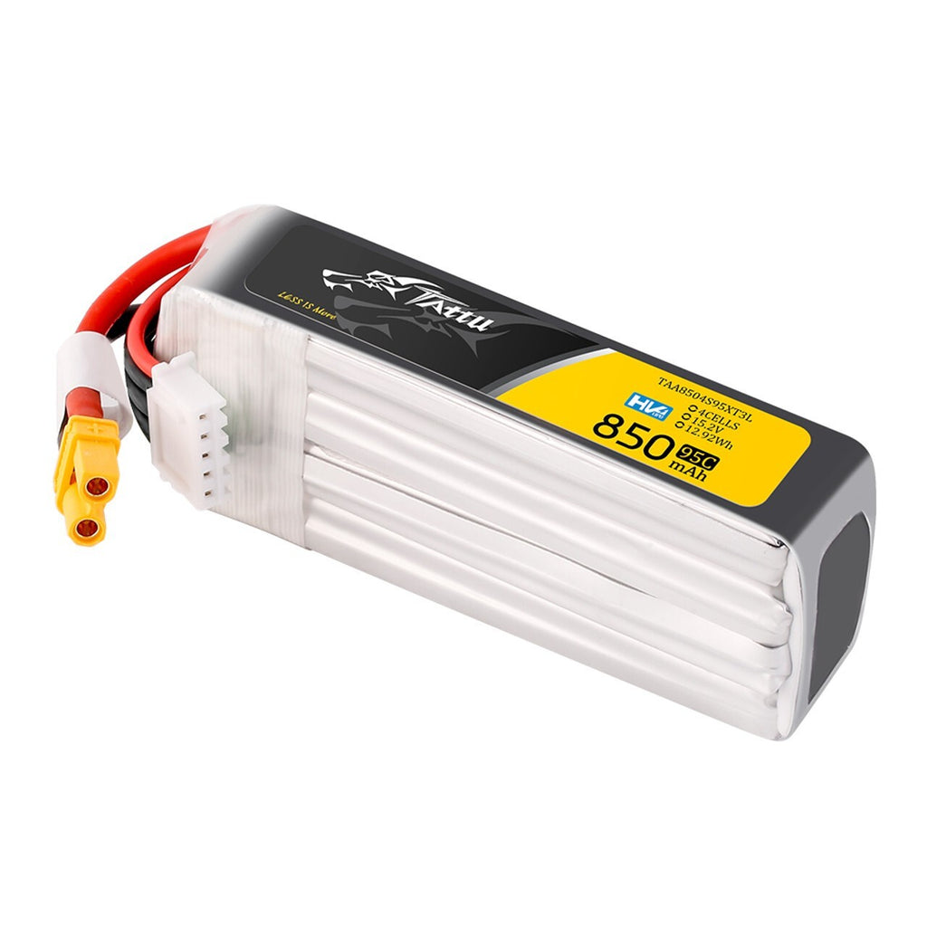 Tattu 850mAh 4s 95C 15.2V HV Lipo RC Airplane Battery Long Pack With XT30 Plug