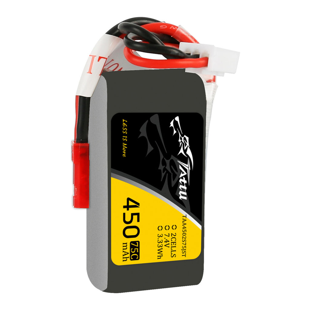 Tattu 7.4V 75C 2S 450mAh Lipo RC Remote Control Battery Pack With JST Plug