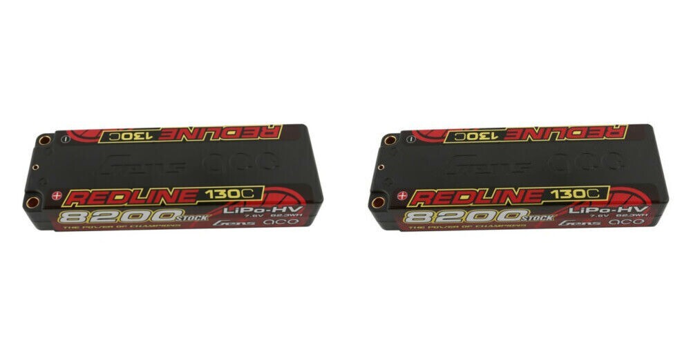 2x Gens Ace Redline Series 8200mAh 7.6V 130C 2S1P HardCase RC Truck Lipo Battery