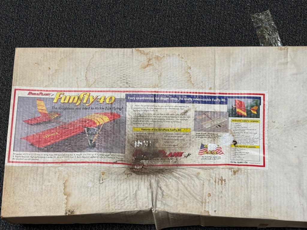 Vintage New Duraplane Fun Fly FunFly .40 40 RC Remote Control Airplane Kit