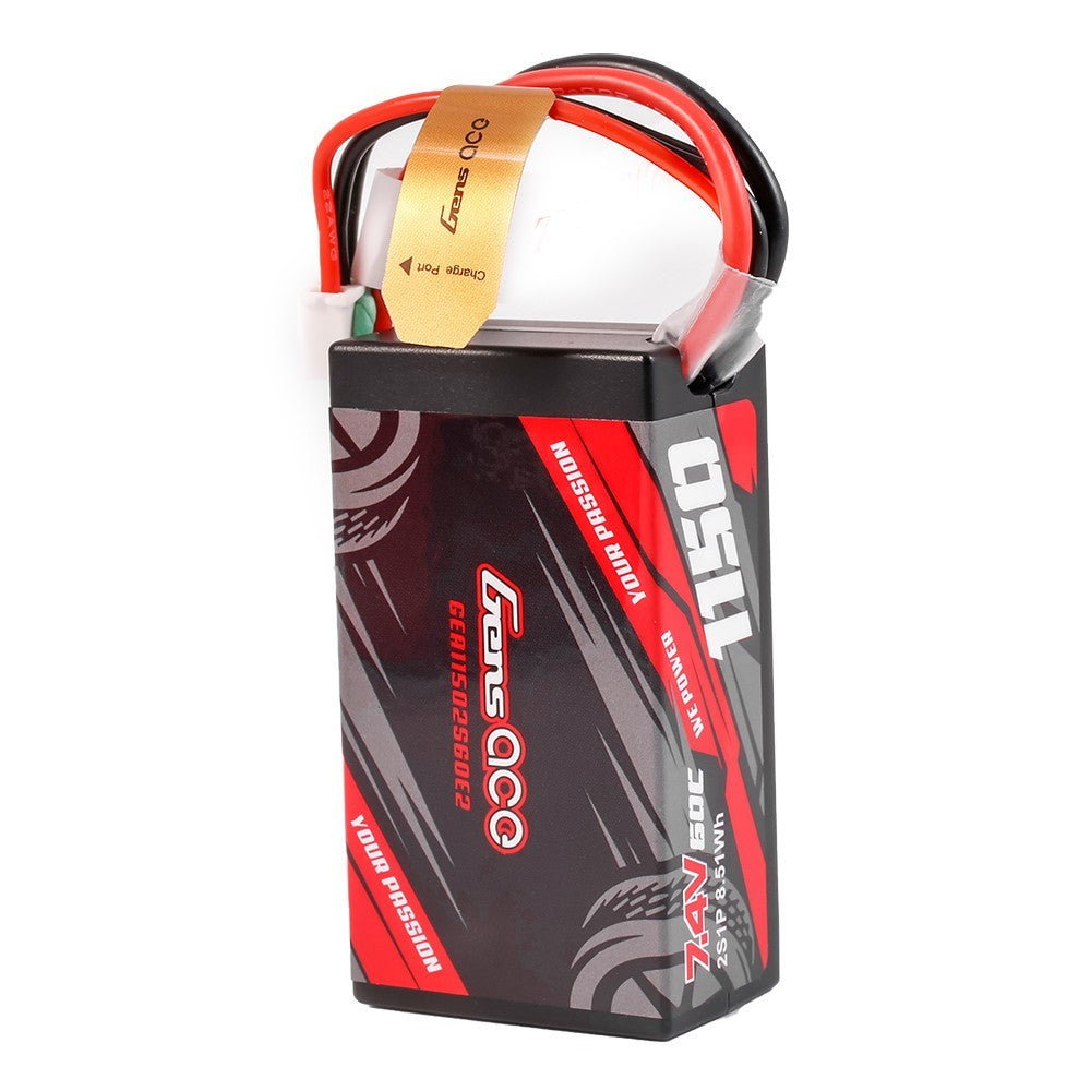 4x Gens Ace G-Tech 1150mAh 2S 60C 7.4V HardCase Lipo Battery with IC2 Plug