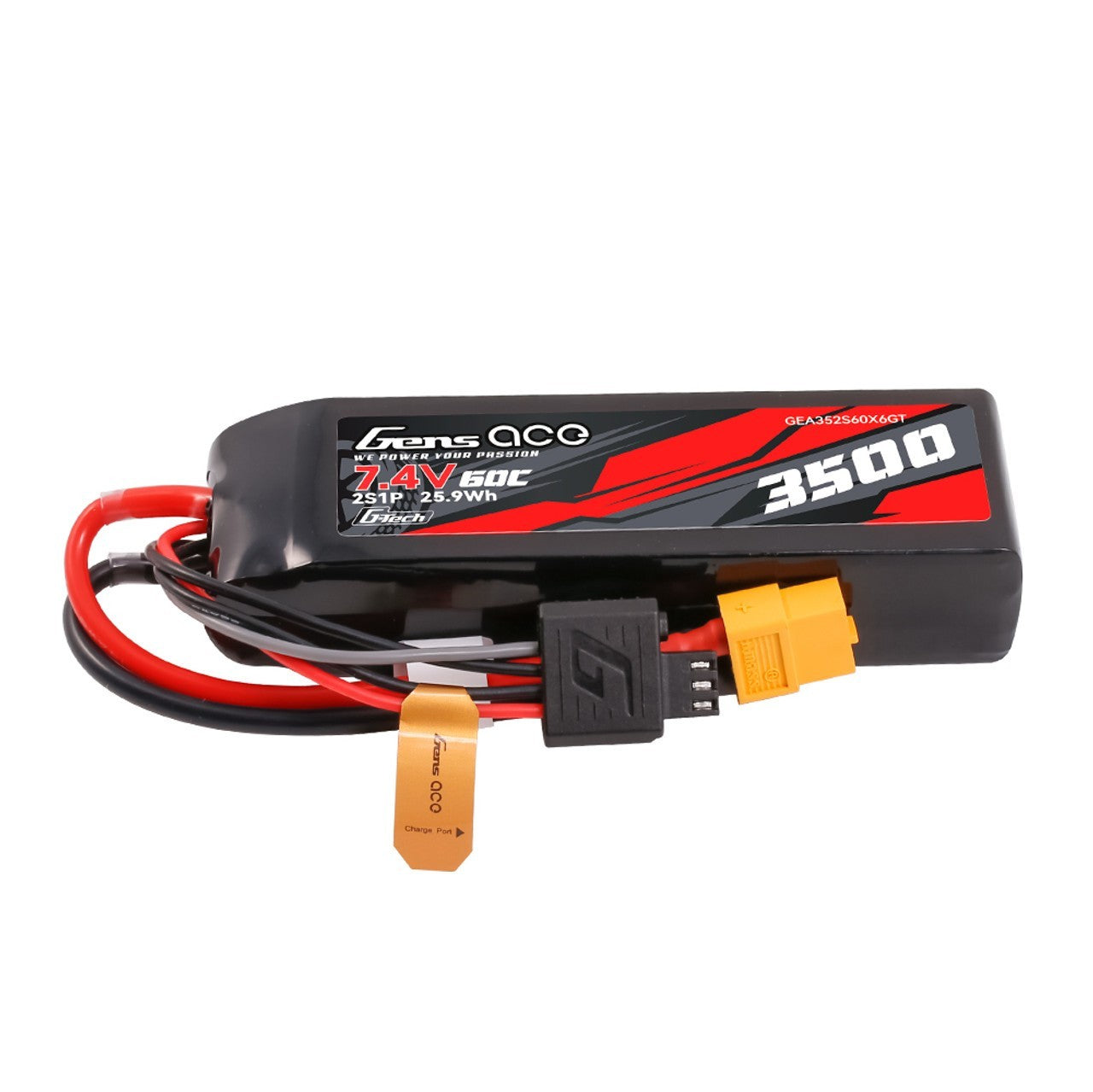 2x Gens ace GTech 3500mAh 2S 7.4V 60C Lipo Battery Pack XT60 : Traxxas Mini Maxx