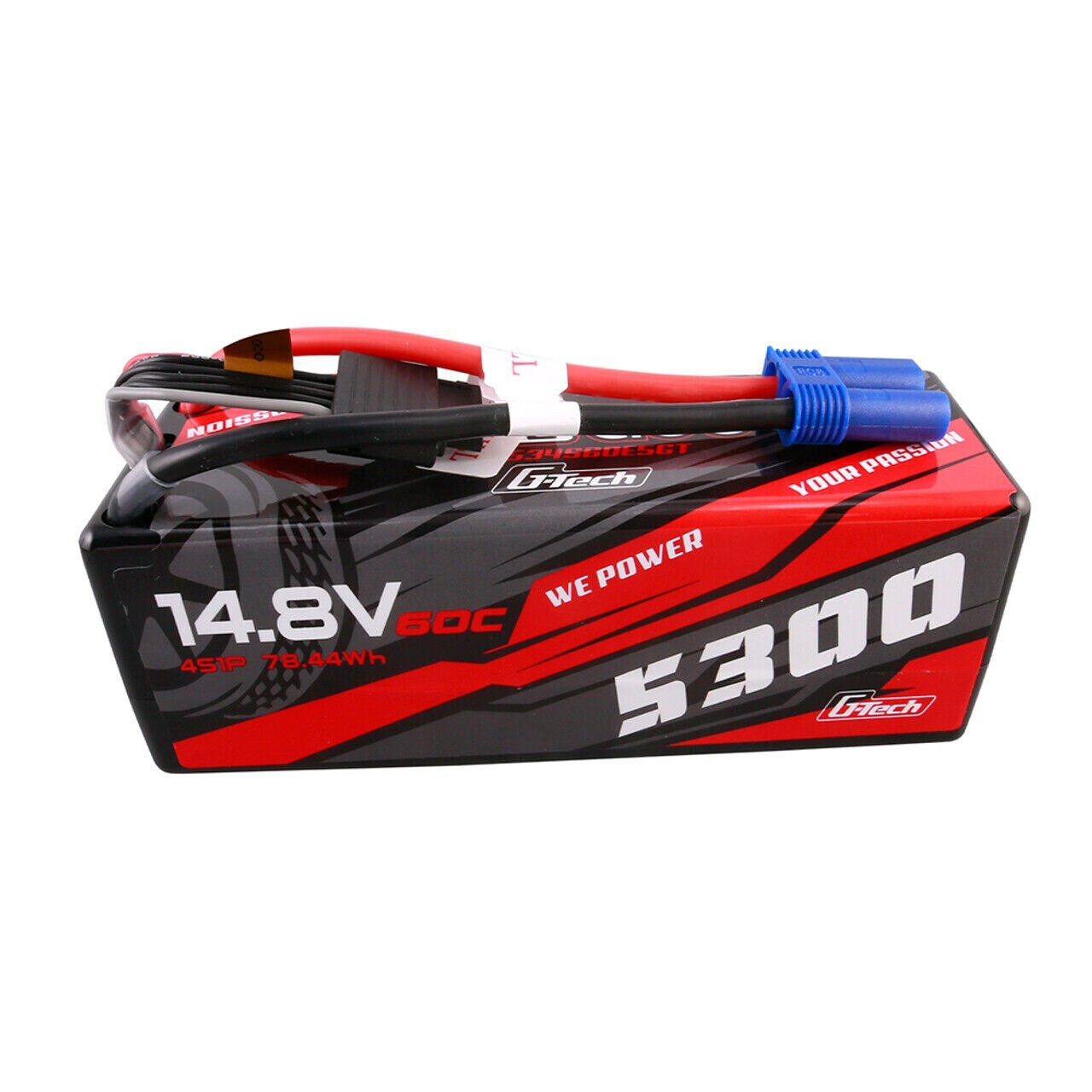 Gens Ace G-Tech 5300mAh 14.8V 60C 4S Lipo Battery HardCase EC5 For 1/8 RC Buggy
