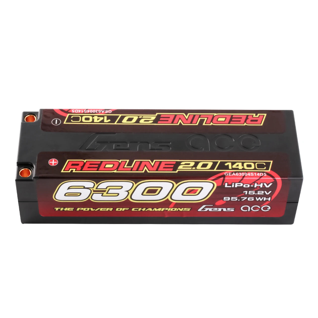 Gens Ace 6300mAh 4S 15.2V 140C HardCase Redline 2.0 Lipo Battery 5mm Bullet