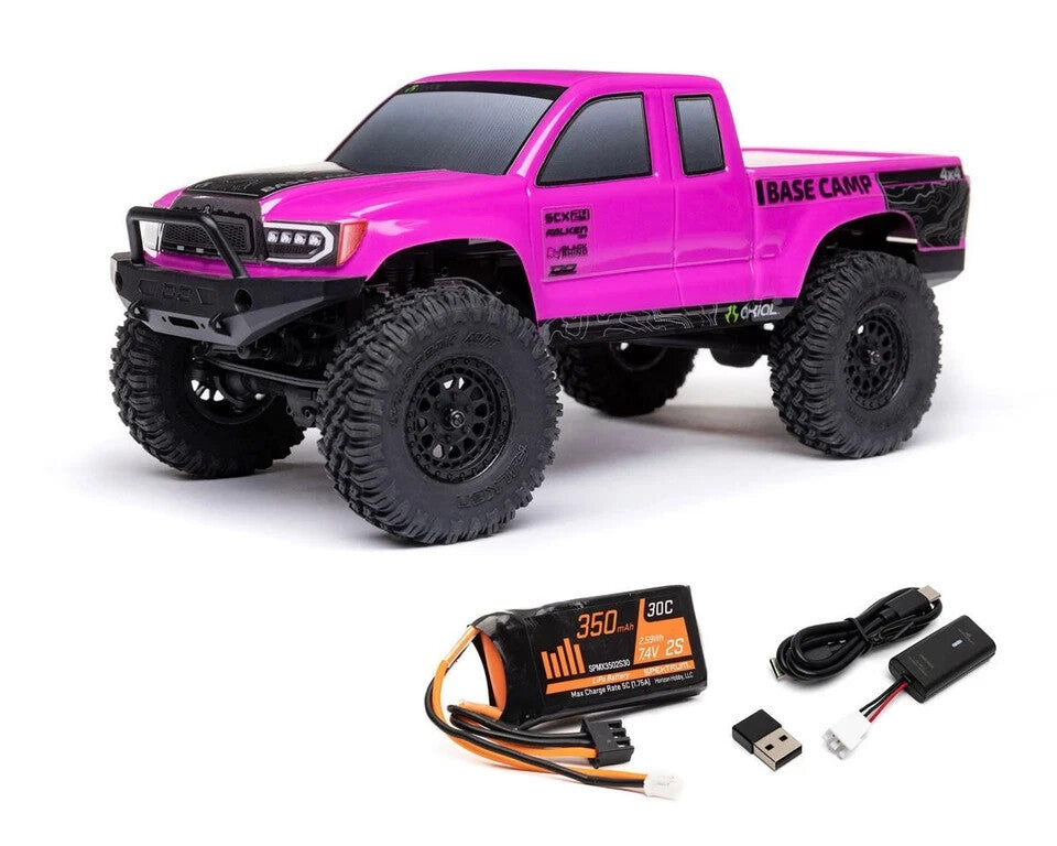Axial SCX24 Base Camp 1/24 4WD RTR Scale Mini Rock Crawler Pink AXI-1219T3