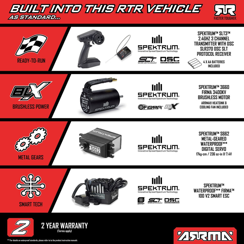 ARA4315V4T2 1/8 INFRACTION 223S DSC 4X4 RTR Brushless All-Road Street Bash Truck