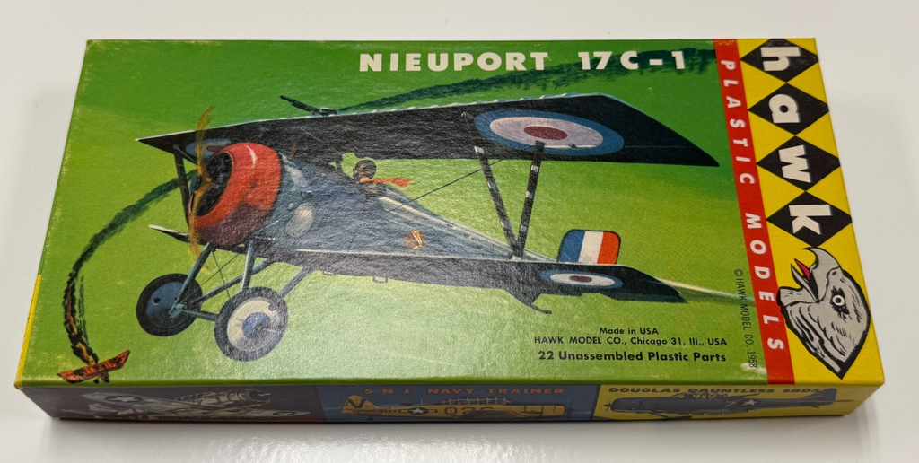 Nieuport 17C-1 WWI Plane Model Kit #No 613-60 Hawk 1/72 Scale 1958